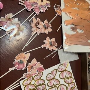 Pink and Gold Fairy Cake Toppers